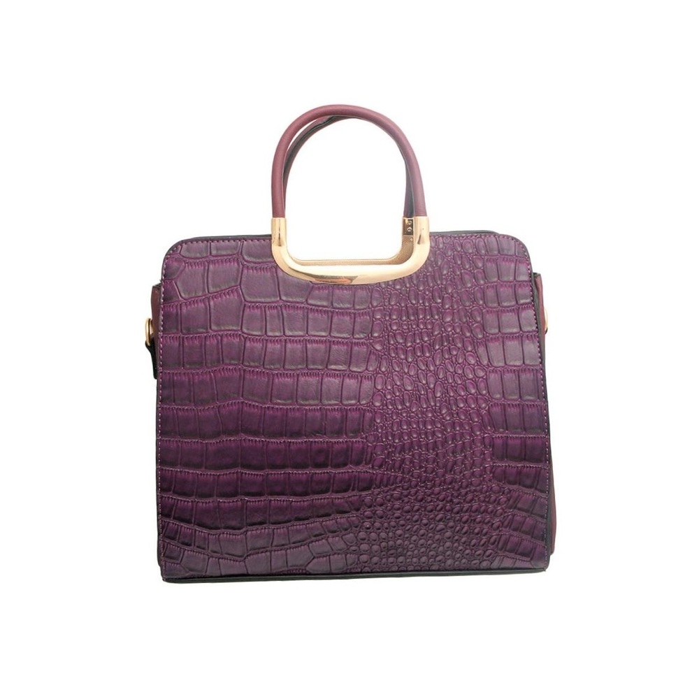 PTWUSA Purple Alligator Square Handbag